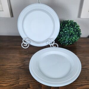 Set 4- Ikea Favorisera White Dinner Plates Round Scalloped Rim Casual Minimalist